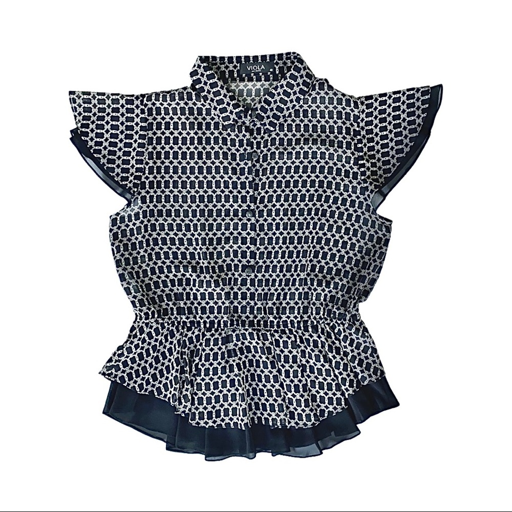 🖤🤍 Short sleeves cinched waist sheer top